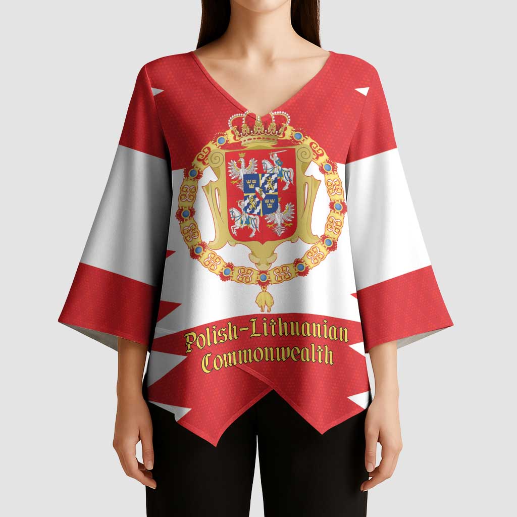 Personalized Polish-Lithuanian Commonwealth Kimono Sleeve Blouse Royal Coat Of Arms Style
