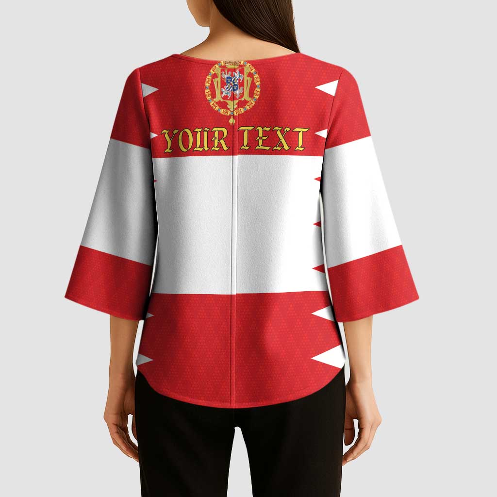 Personalized Polish-Lithuanian Commonwealth Kimono Sleeve Blouse Royal Coat Of Arms Style