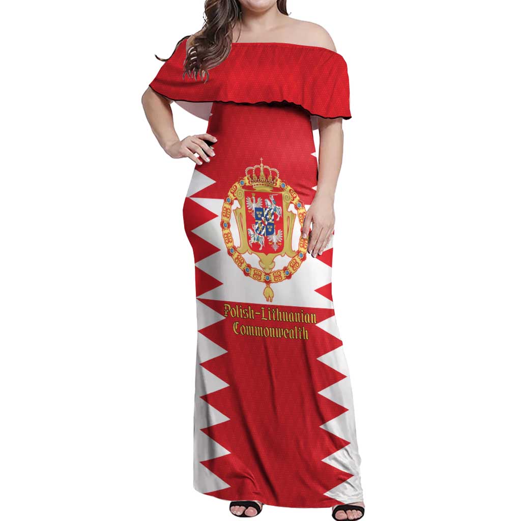 Personalized Polish-Lithuanian Commonwealth Off Shoulder Maxi Dress Royal Coat Of Arms Style