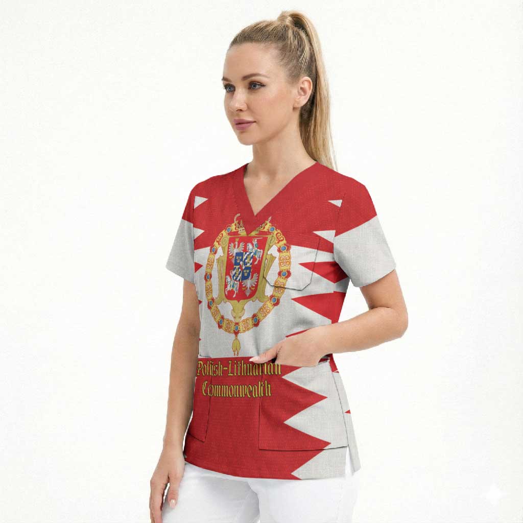 Personalized Polish-Lithuanian Commonwealth Scrub Top Royal Coat Of Arms Style