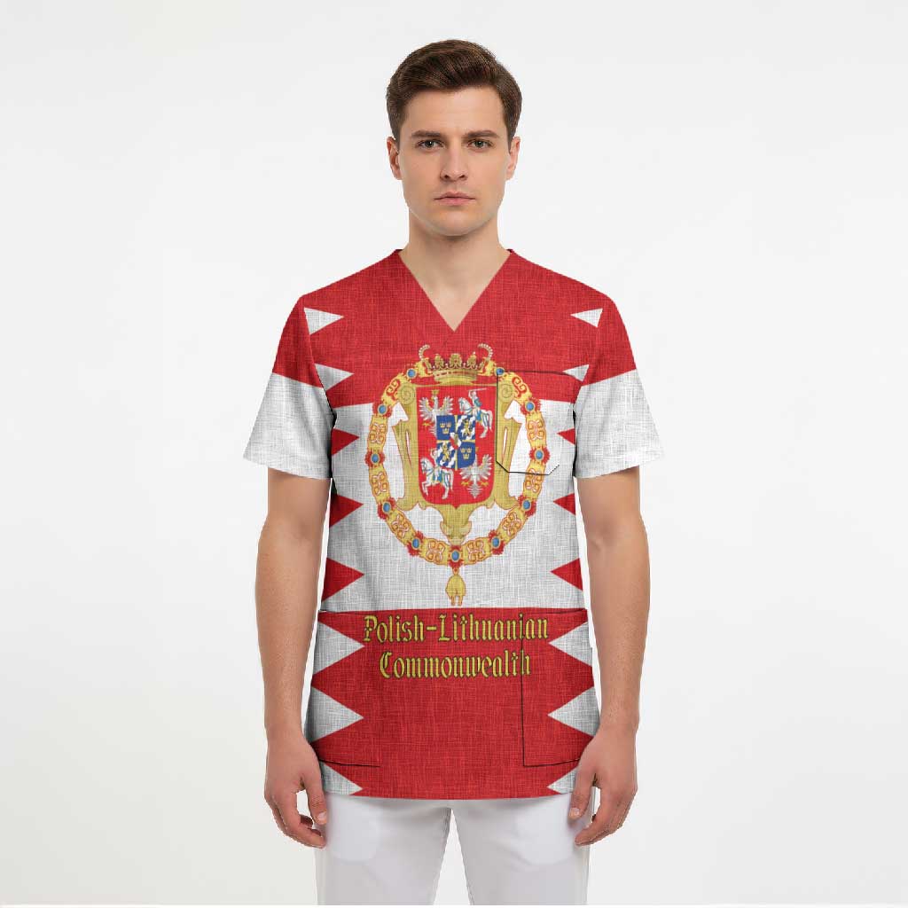 Personalized Polish-Lithuanian Commonwealth Scrub Top Royal Coat Of Arms Style