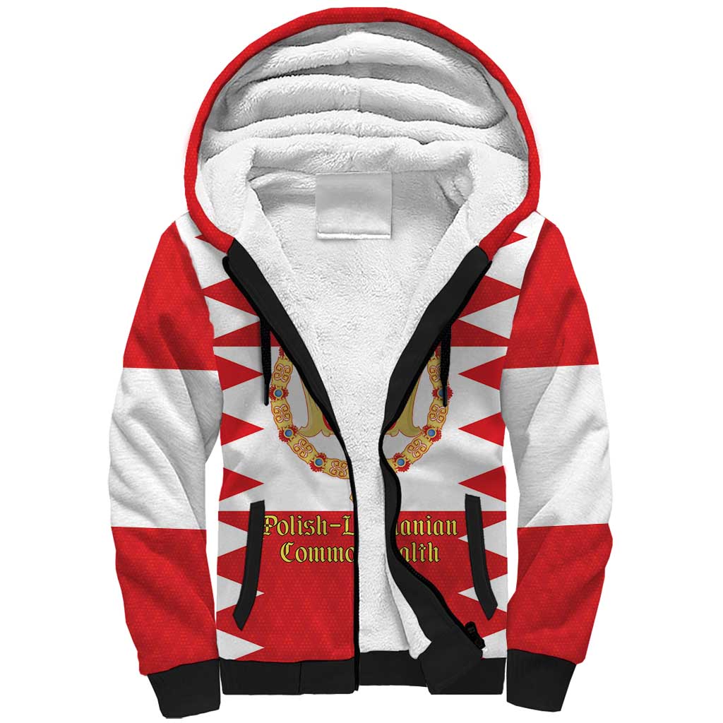 Personalized Polish-Lithuanian Commonwealth Sherpa Hoodie Royal Coat Of Arms Style