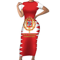 Personalized Polish-Lithuanian Commonwealth Short Sleeve Bodycon Dress Royal Coat Of Arms Style