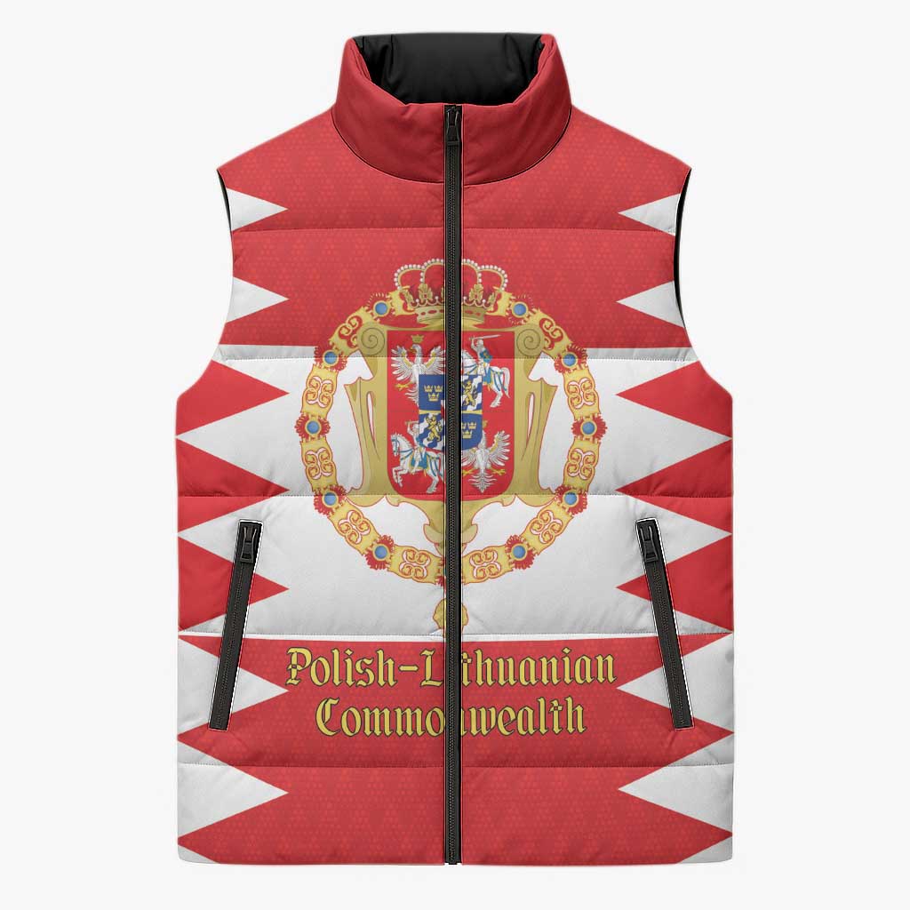 Personalized Polish-Lithuanian Commonwealth Sleeveless Puffer Jacket Royal Coat Of Arms Style