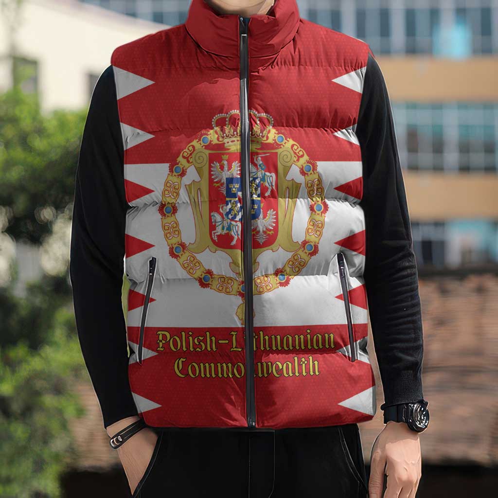 Personalized Polish-Lithuanian Commonwealth Sleeveless Puffer Jacket Royal Coat Of Arms Style