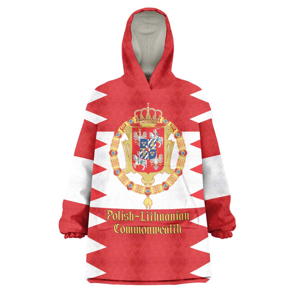 Personalized Polish-Lithuanian Commonwealth Wearable Blanket Hoodie Royal Coat Of Arms Style