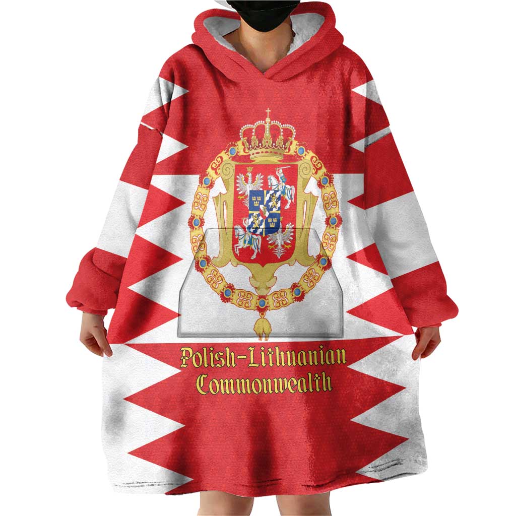 Personalized Polish-Lithuanian Commonwealth Wearable Blanket Hoodie Royal Coat Of Arms Style