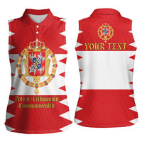 Personalized Polish-Lithuanian Commonwealth Women Sleeveless Polo Shirt Royal Coat Of Arms Style