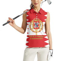 Personalized Polish-Lithuanian Commonwealth Women Sleeveless Polo Shirt Royal Coat Of Arms Style