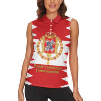 Personalized Polish-Lithuanian Commonwealth Women Sleeveless Polo Shirt Royal Coat Of Arms Style