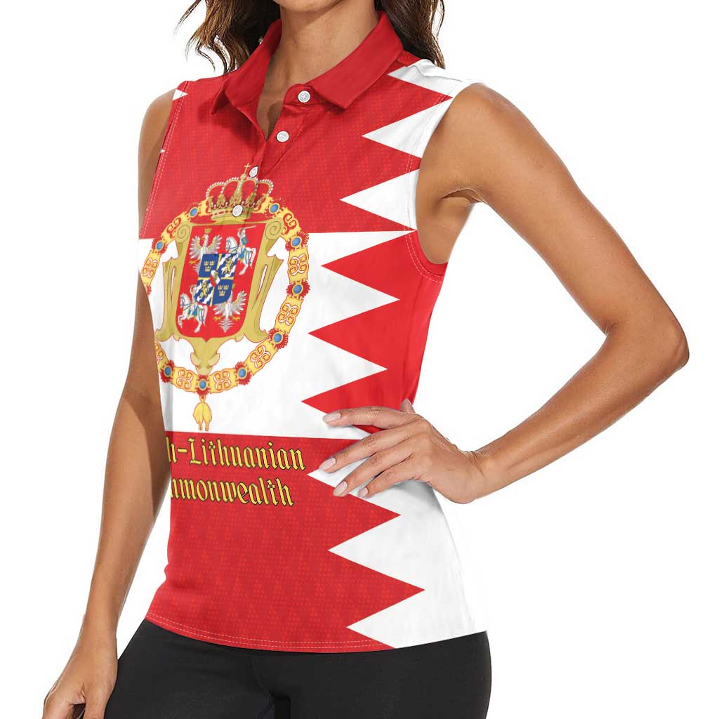 Personalized Polish-Lithuanian Commonwealth Women Sleeveless Polo Shirt Royal Coat Of Arms Style