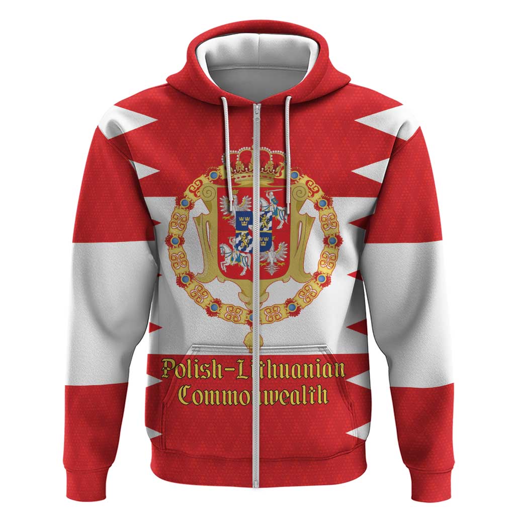 Personalized Polish-Lithuanian Commonwealth Zip Hoodie Royal Coat Of Arms Style