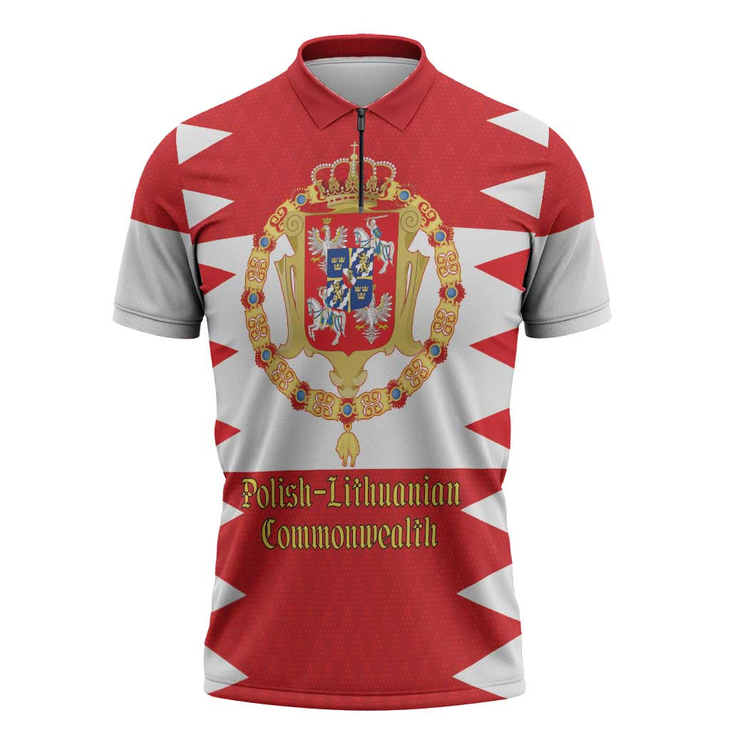 Personalized Polish-Lithuanian Commonwealth Zipper Polo Shirt Royal Coat Of Arms Style