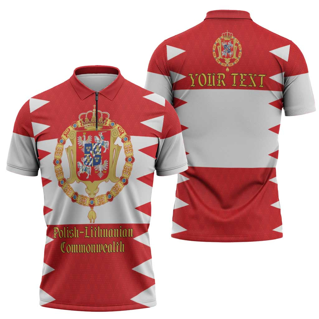 Personalized Polish-Lithuanian Commonwealth Zipper Polo Shirt Royal Coat Of Arms Style