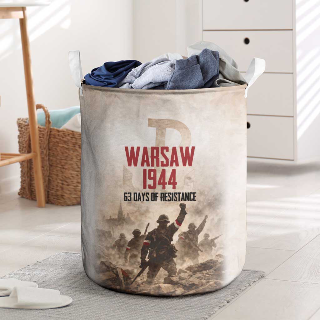 Polish Kotwica Warsaw Uprising 1944 Laundry Basket 63 Days of Resistance WWII