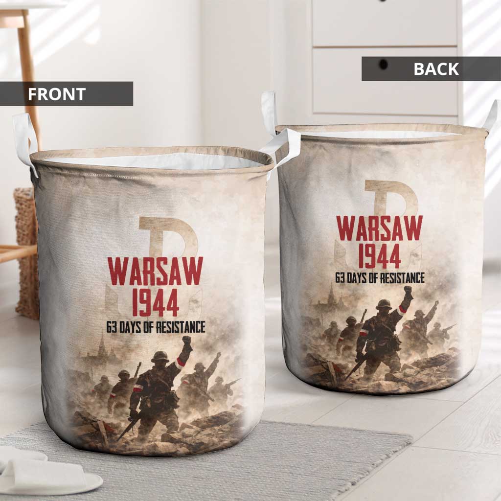 Polish Kotwica Warsaw Uprising 1944 Laundry Basket 63 Days of Resistance WWII