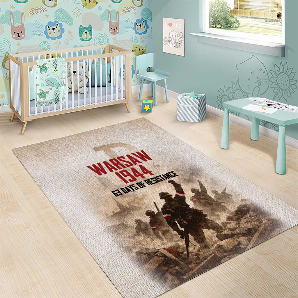 Polish Kotwica Warsaw Uprising 1944 Area Rug 63 Days of Resistance WWII