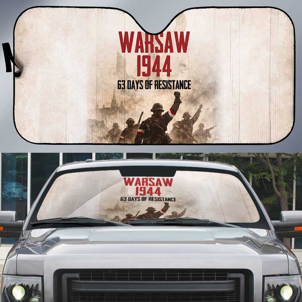 Polish Kotwica Warsaw Uprising 1944 Auto Sun Shade 63 Days of Resistance WWII