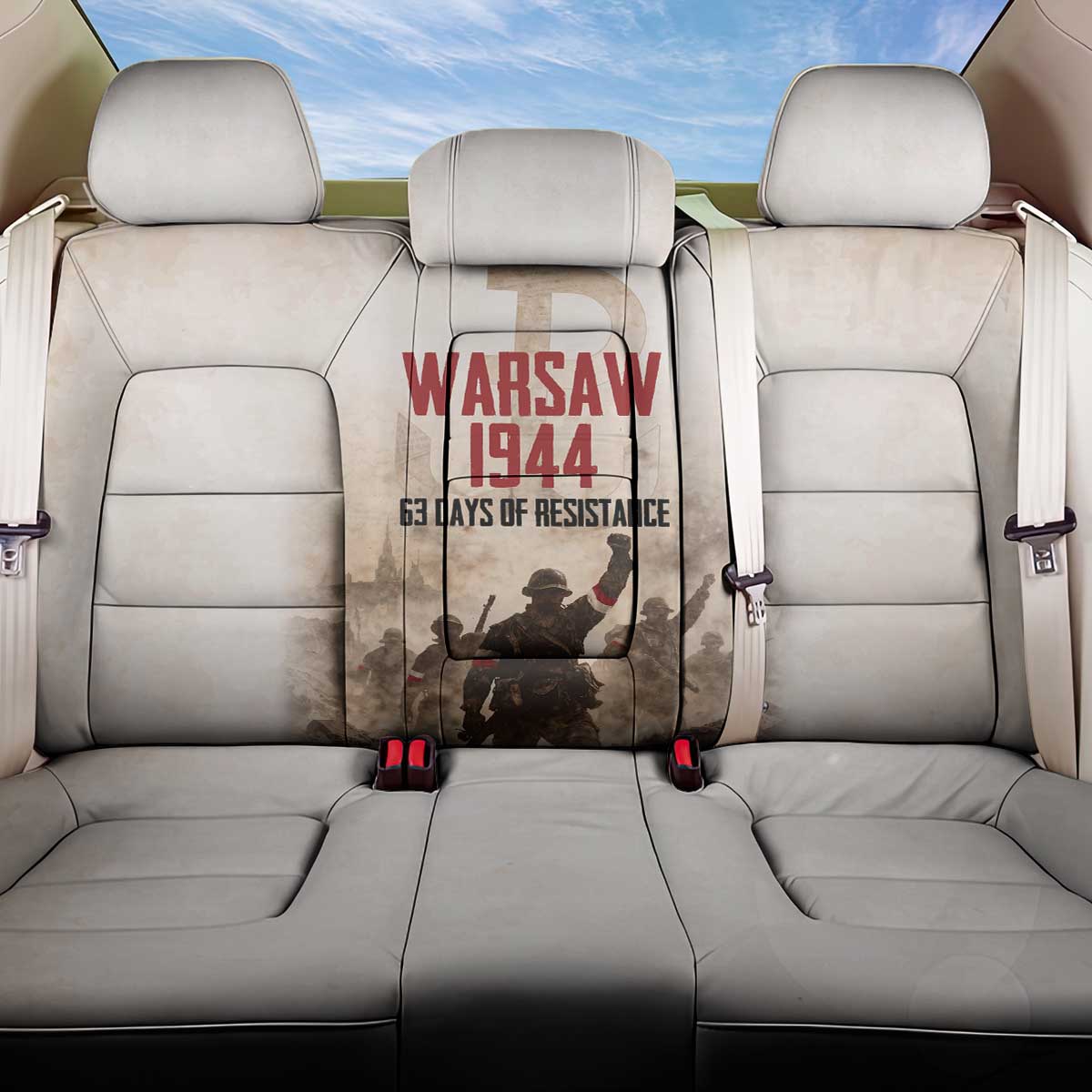 Polish Kotwica Warsaw Uprising 1944 Back Car Seat Cover 63 Days of Resistance WWII