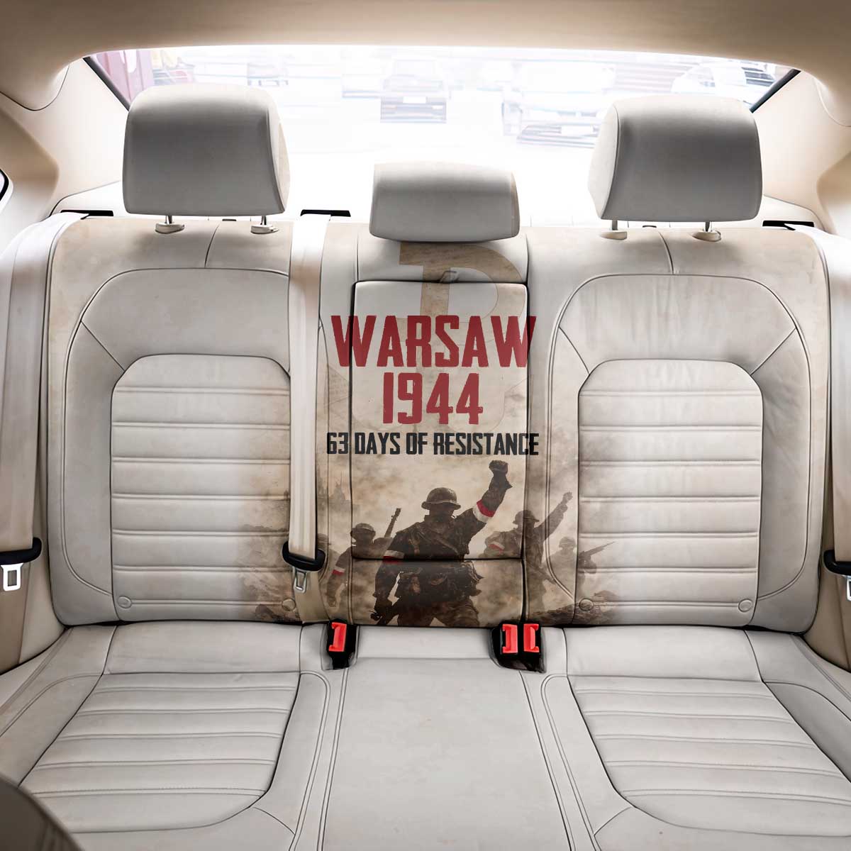 Polish Kotwica Warsaw Uprising 1944 Back Car Seat Cover 63 Days of Resistance WWII