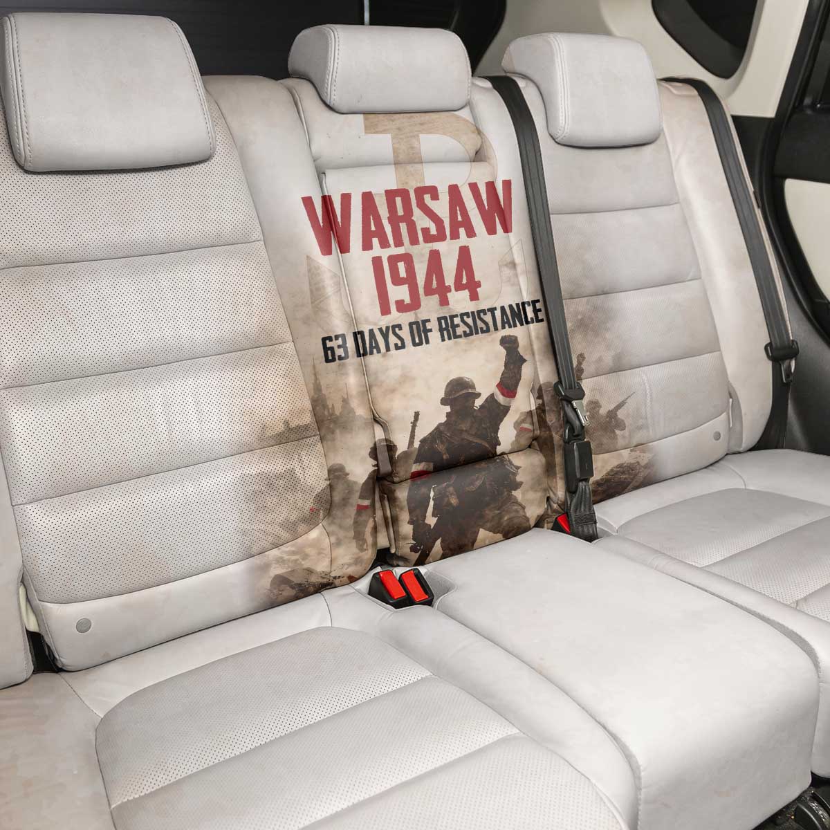 Polish Kotwica Warsaw Uprising 1944 Back Car Seat Cover 63 Days of Resistance WWII