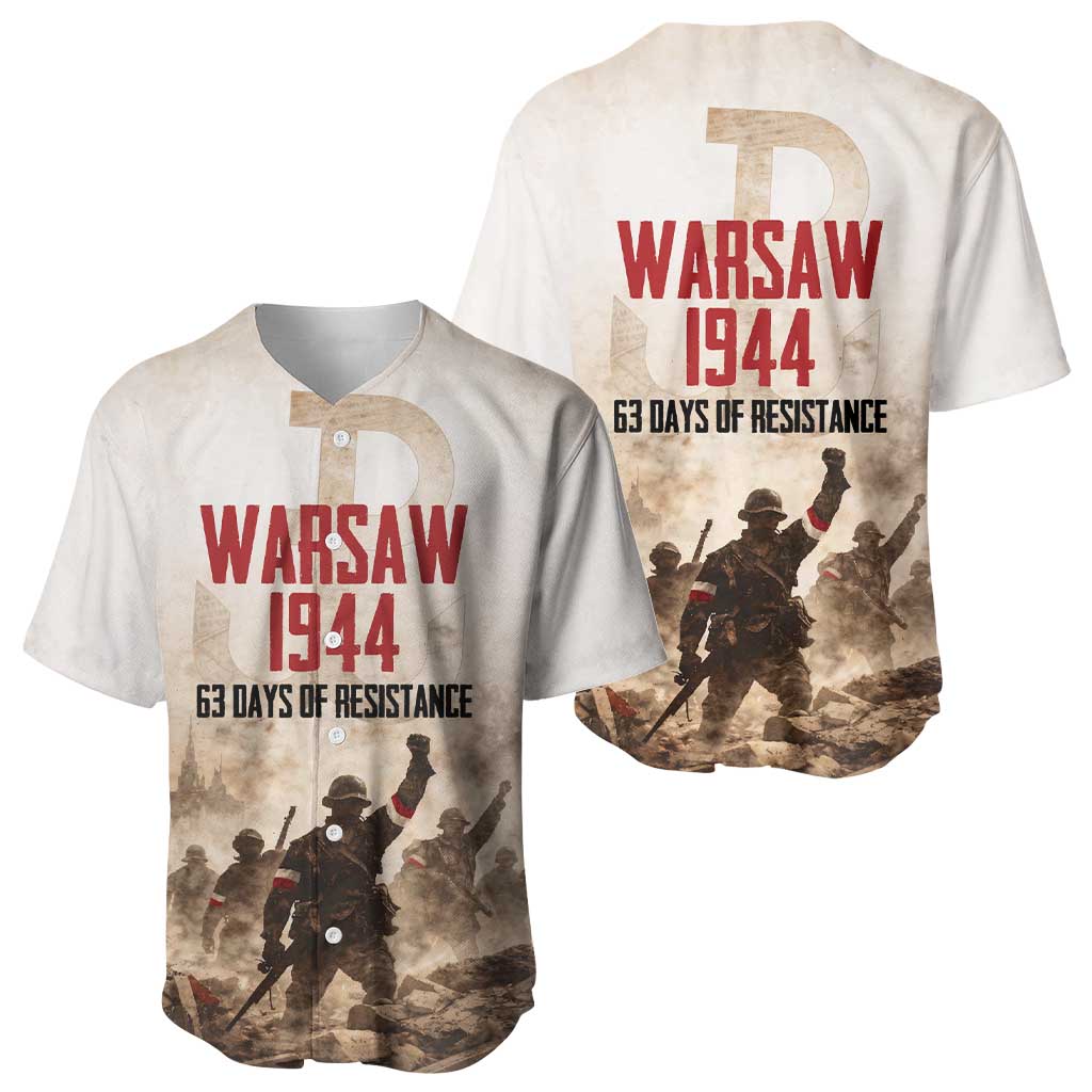 Polish Kotwica Warsaw Uprising 1944 Baseball Jersey 63 Days of Resistance WWII