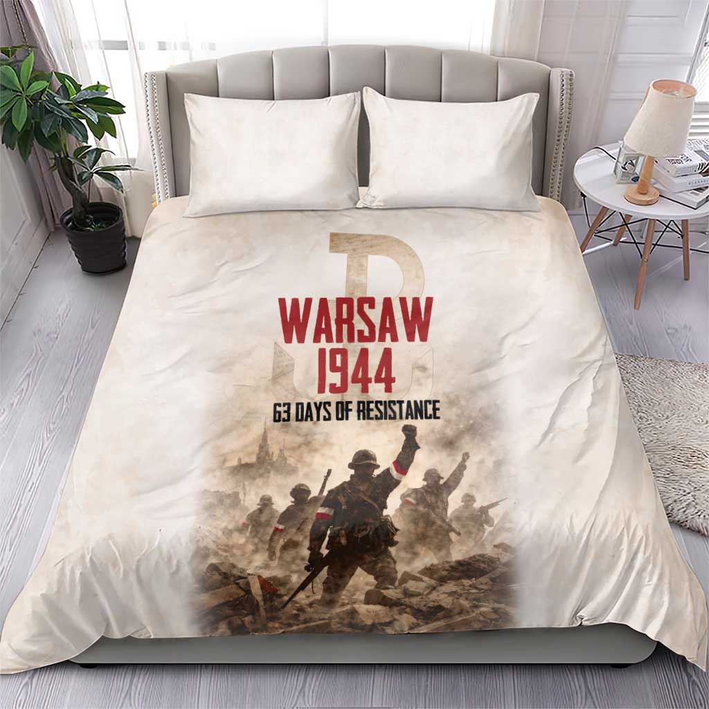 Polish Kotwica Warsaw Uprising 1944 Bedding Set 63 Days of Resistance WWII