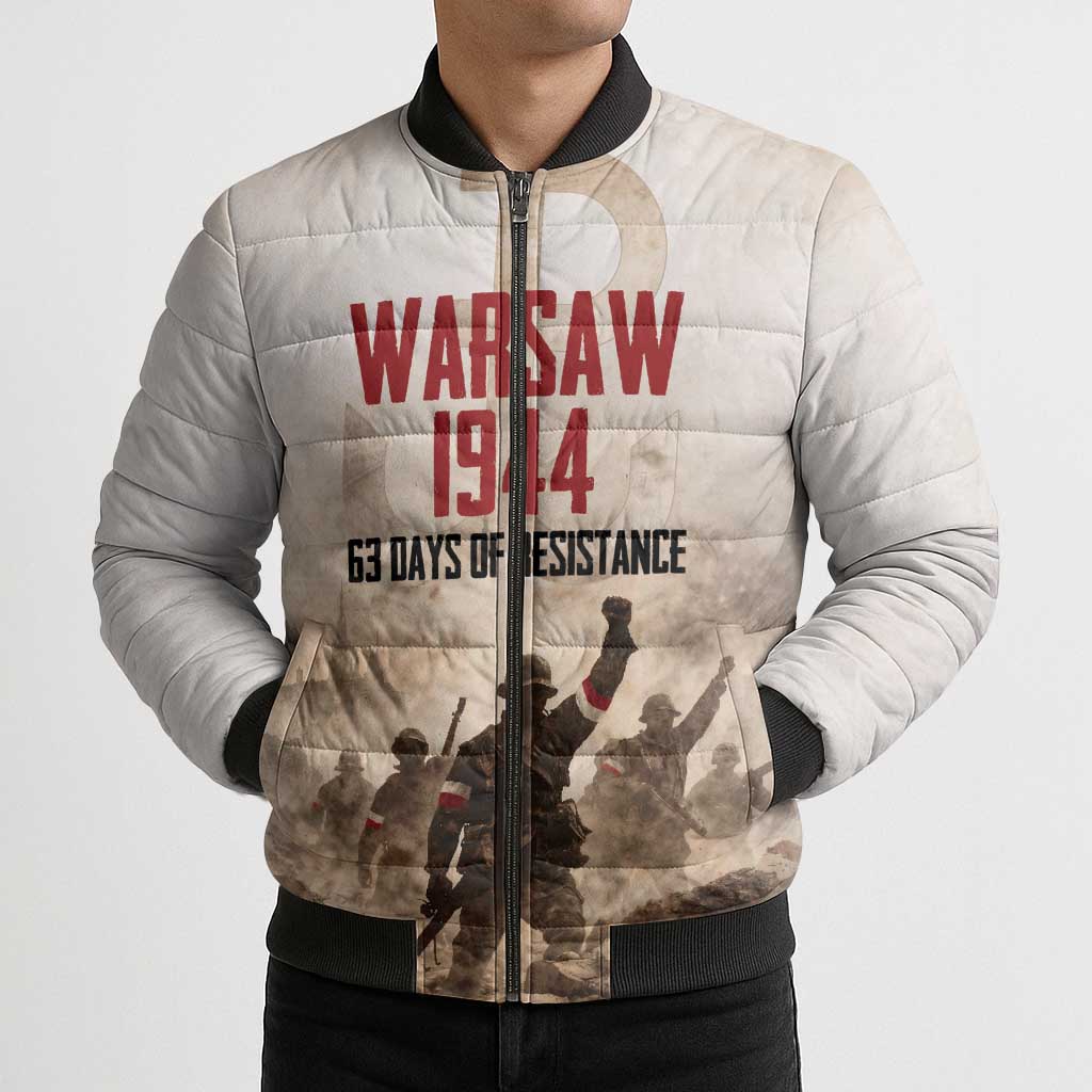 Polish Kotwica Warsaw Uprising 1944 Bomber Puffer Jacket 63 Days of Resistance WWII