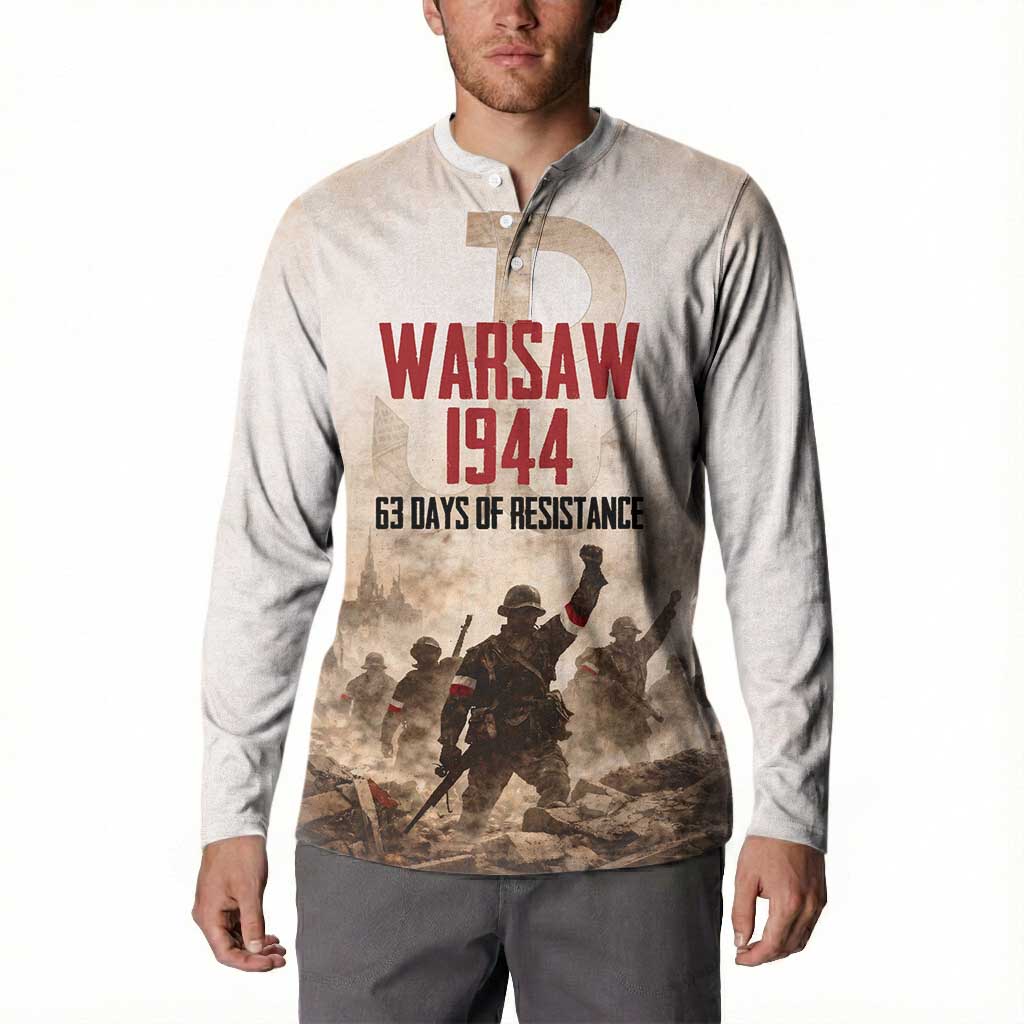 Polish Kotwica Warsaw Uprising 1944 Button Sweatshirt 63 Days of Resistance WWII