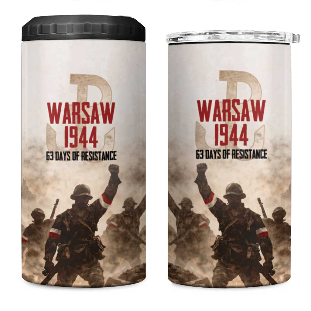 Polish Kotwica Warsaw Uprising 1944 4 in 1 Can Cooler Tumbler 63 Days of Resistance WWII