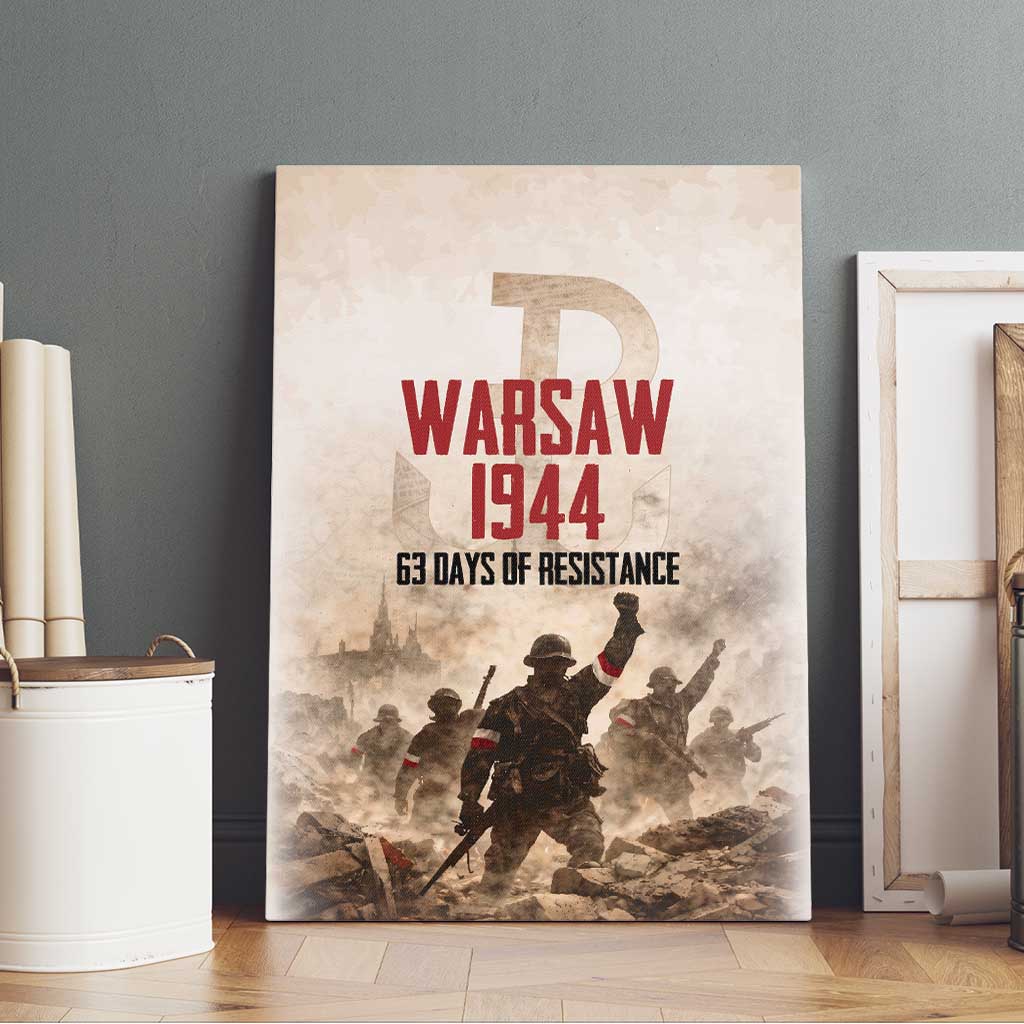 Polish Kotwica Warsaw Uprising 1944 Canvas Wall Art 63 Days of Resistance WWII