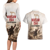 Polish Kotwica Warsaw Uprising 1944 Couples Matching Long Sleeve Bodycon Dress and Hawaiian Shirt 63 Days of Resistance WWII