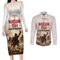 Polish Kotwica Warsaw Uprising 1944 Couples Matching Long Sleeve Bodycon Dress and Long Sleeve Button Shirt 63 Days of Resistance WWII