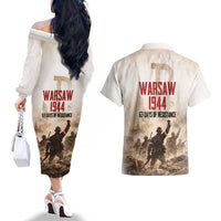 Polish Kotwica Warsaw Uprising 1944 Couples Matching Off The Shoulder Long Sleeve Dress and Hawaiian Shirt 63 Days of Resistance WWII