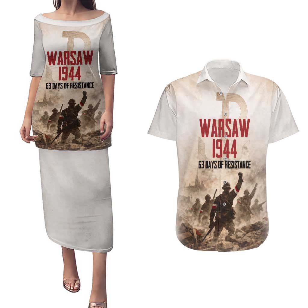 Polish Kotwica Warsaw Uprising 1944 Couples Matching Puletasi and Hawaiian Shirt 63 Days of Resistance WWII