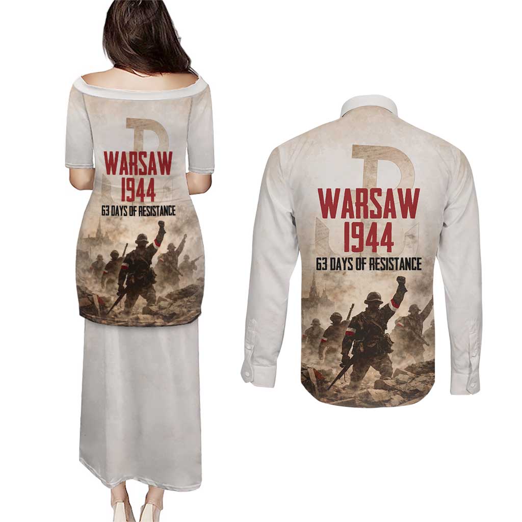Polish Kotwica Warsaw Uprising 1944 Couples Matching Puletasi and Long Sleeve Button Shirt 63 Days of Resistance WWII