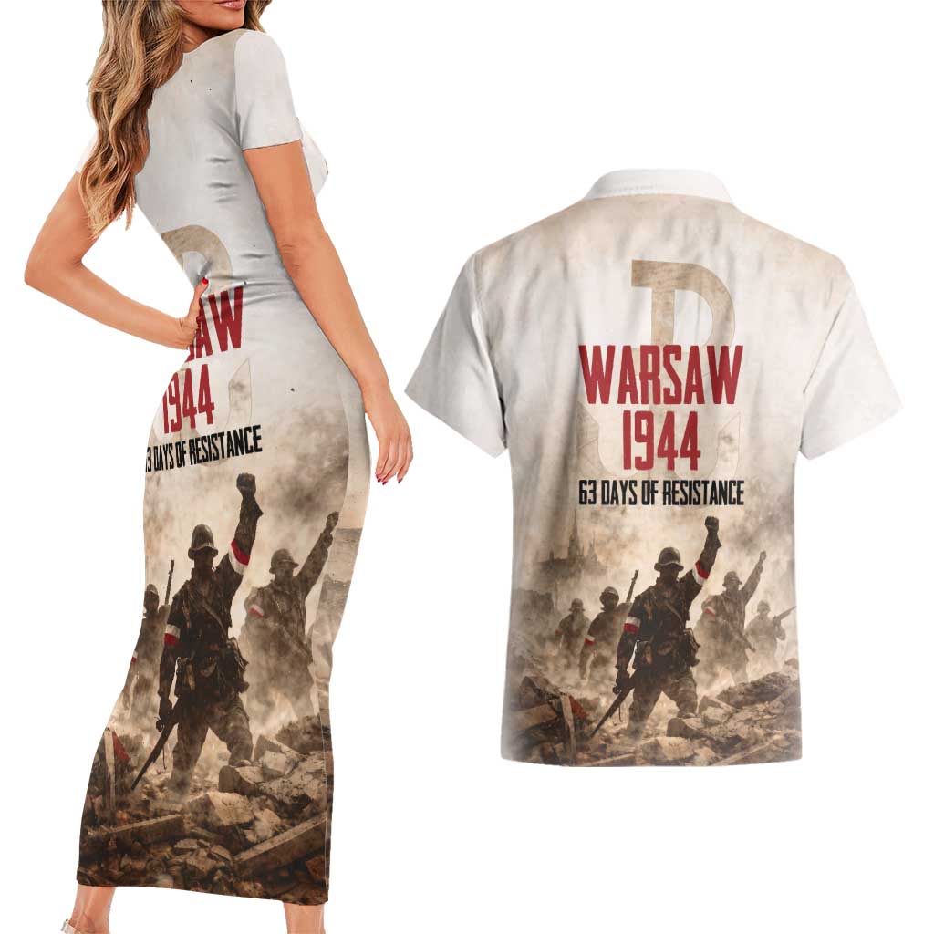 Polish Kotwica Warsaw Uprising 1944 Couples Matching Short Sleeve Bodycon Dress and Hawaiian Shirt 63 Days of Resistance WWII