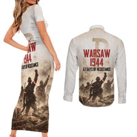 Polish Kotwica Warsaw Uprising 1944 Couples Matching Short Sleeve Bodycon Dress and Long Sleeve Button Shirt 63 Days of Resistance WWII