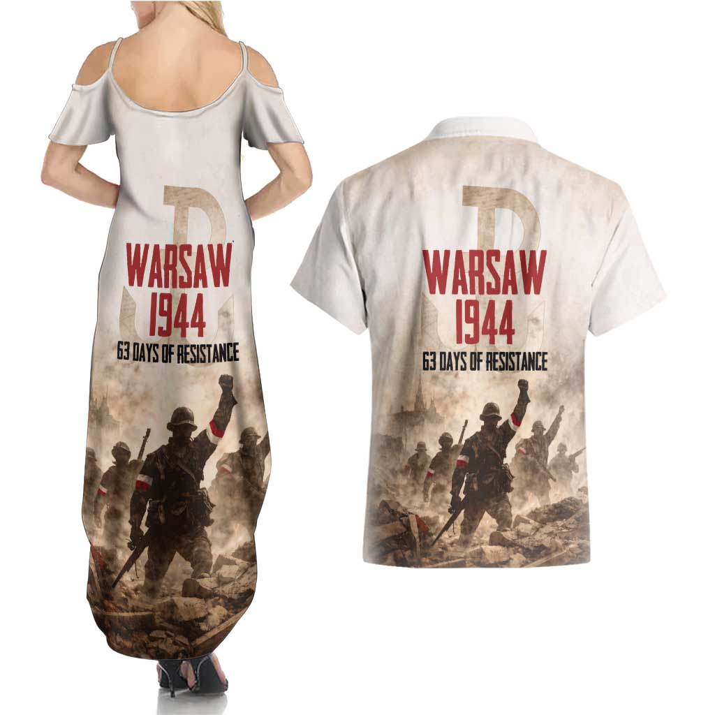 Polish Kotwica Warsaw Uprising 1944 Couples Matching Summer Maxi Dress and Hawaiian Shirt 63 Days of Resistance WWII