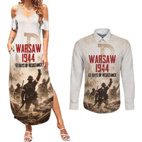 Polish Kotwica Warsaw Uprising 1944 Couples Matching Summer Maxi Dress and Long Sleeve Button Shirt 63 Days of Resistance WWII