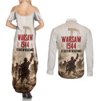 Polish Kotwica Warsaw Uprising 1944 Couples Matching Summer Maxi Dress and Long Sleeve Button Shirt 63 Days of Resistance WWII