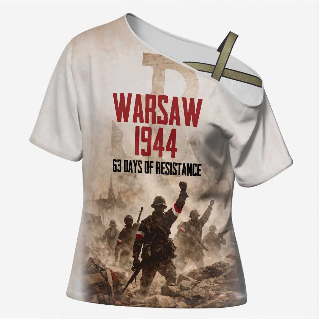 Polish Kotwica Warsaw Uprising 1944 Cross Shoulder Shirt 63 Days of Resistance WWII
