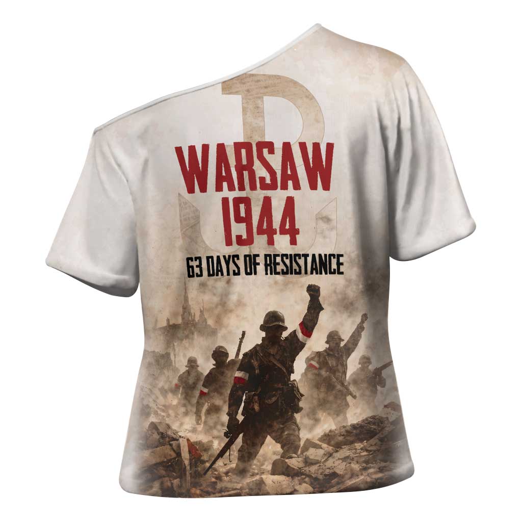 Polish Kotwica Warsaw Uprising 1944 Cross Shoulder Shirt 63 Days of Resistance WWII