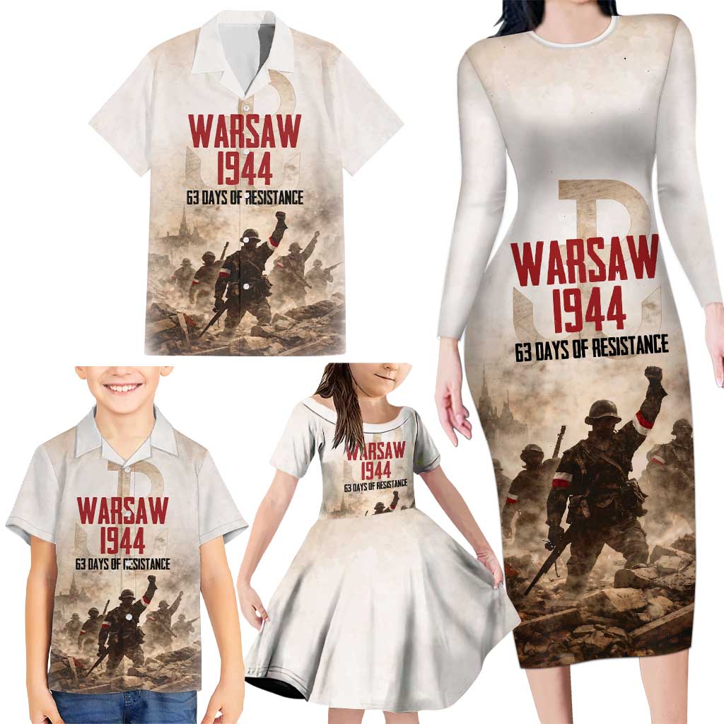 Polish Kotwica Warsaw Uprising 1944 Family Matching Long Sleeve Bodycon Dress and Hawaiian Shirt 63 Days of Resistance WWII