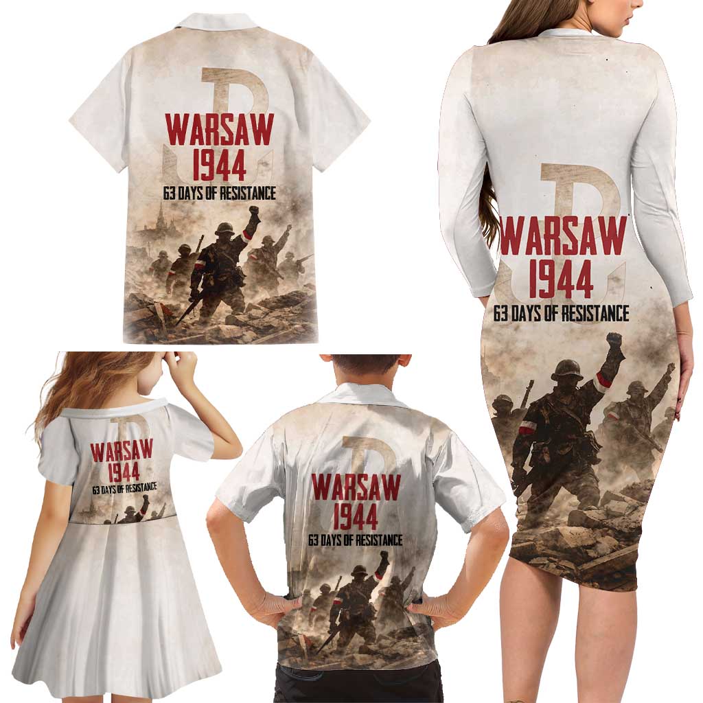 Polish Kotwica Warsaw Uprising 1944 Family Matching Long Sleeve Bodycon Dress and Hawaiian Shirt 63 Days of Resistance WWII