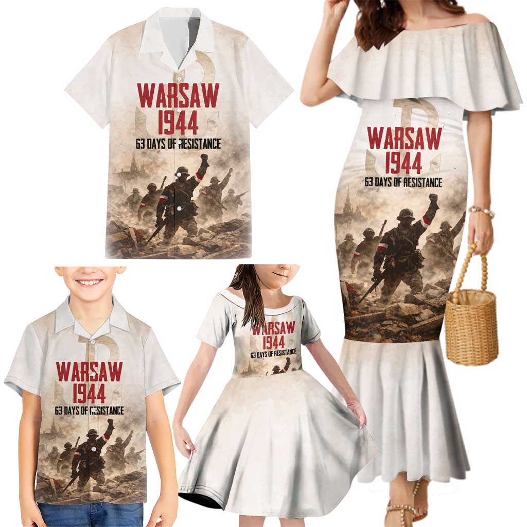 Polish Kotwica Warsaw Uprising 1944 Family Matching Mermaid Dress and Hawaiian Shirt 63 Days of Resistance WWII