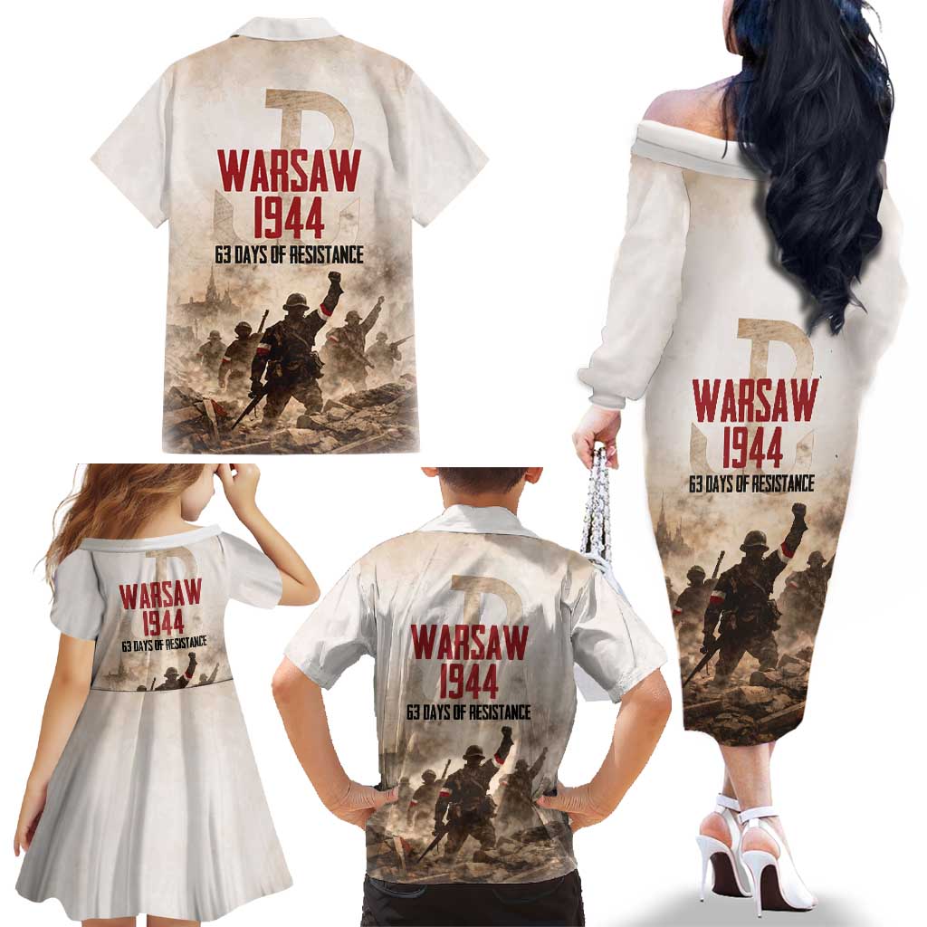 Polish Kotwica Warsaw Uprising 1944 Family Matching Off The Shoulder Long Sleeve Dress and Hawaiian Shirt 63 Days of Resistance WWII