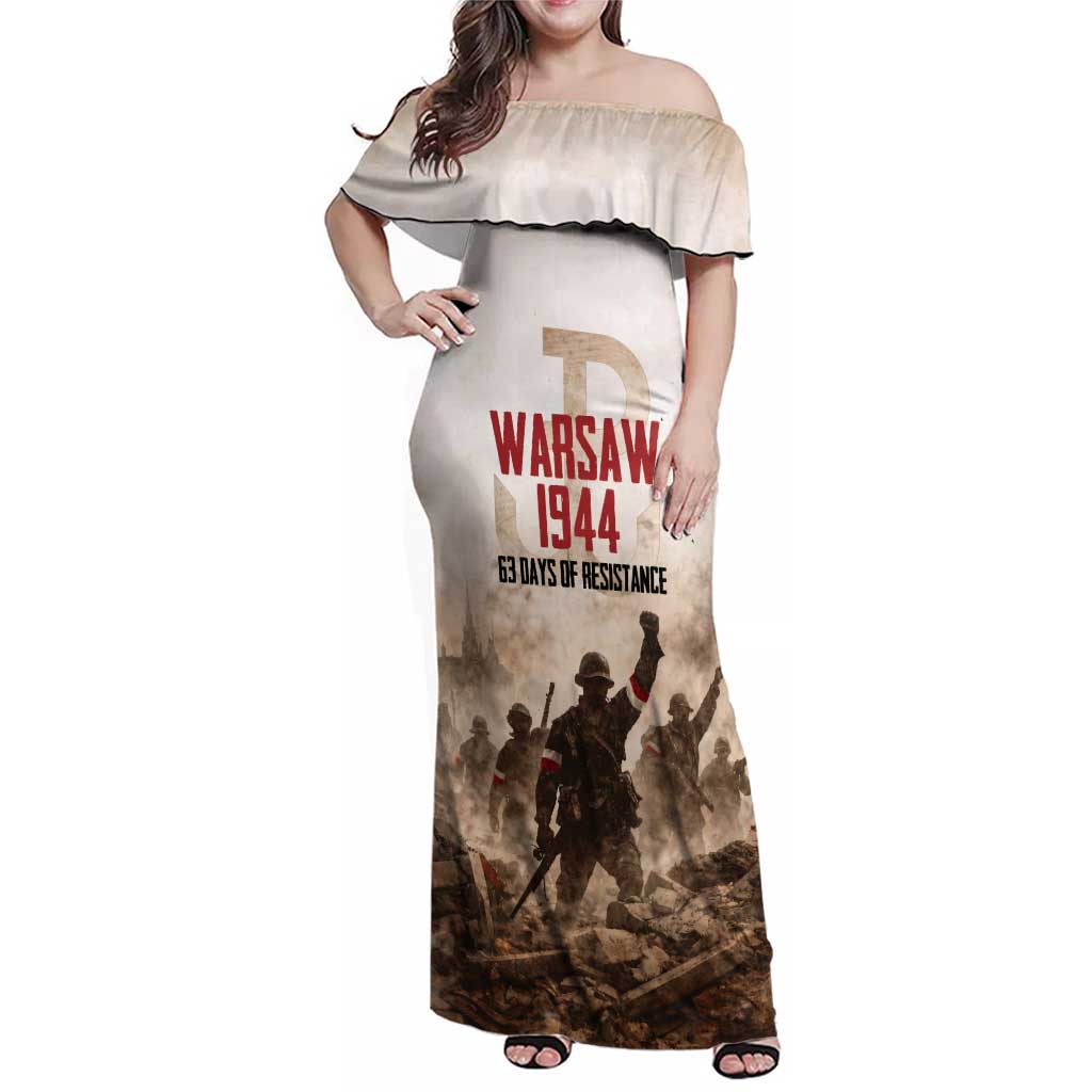Polish Kotwica Warsaw Uprising 1944 Family Matching Off Shoulder Maxi Dress and Hawaiian Shirt 63 Days of Resistance WWII