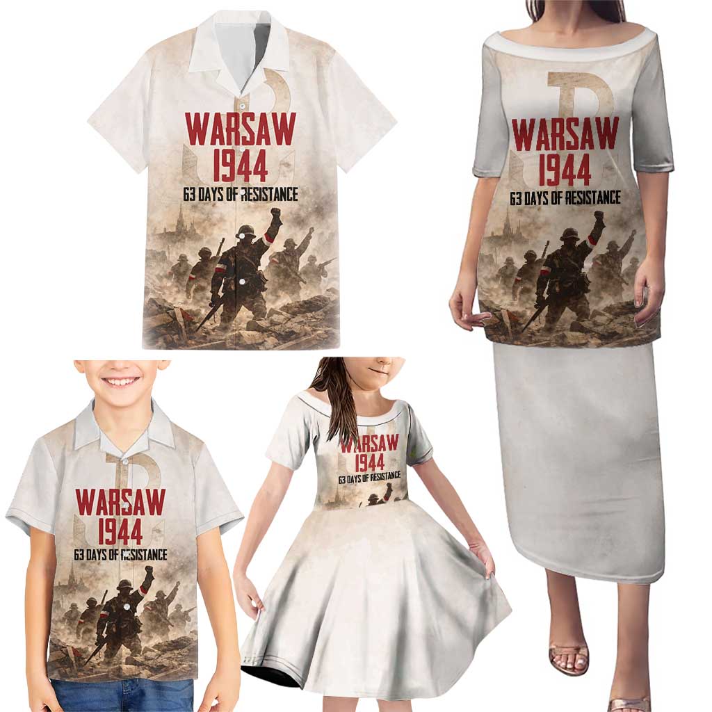 Polish Kotwica Warsaw Uprising 1944 Family Matching Puletasi and Hawaiian Shirt 63 Days of Resistance WWII