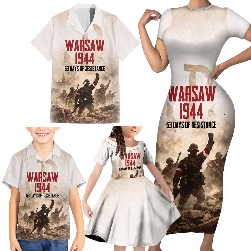 Polish Kotwica Warsaw Uprising 1944 Family Matching Short Sleeve Bodycon Dress and Hawaiian Shirt 63 Days of Resistance WWII